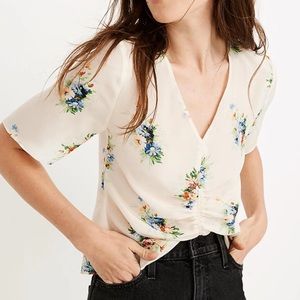 Madewell floral Silk Shirred-Front Top in Classic Corsage size 4